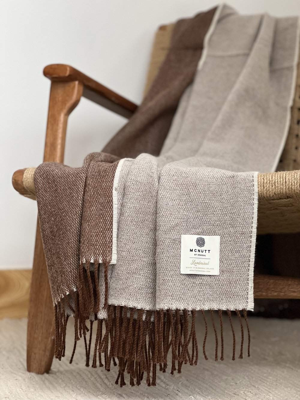 Cappuccino Reversible Merino Blankie 200x145 cm