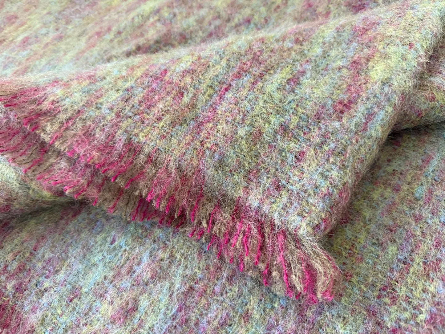 Mohair Wol Blankie Donkerpaars Groen Effen 137 x 182cm