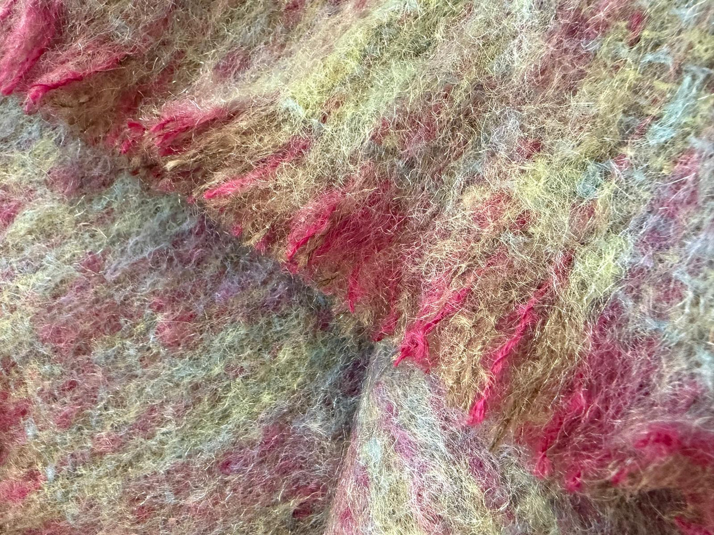Mohair Wol Blankie Donkerpaars Groen Effen 137 x 182cm