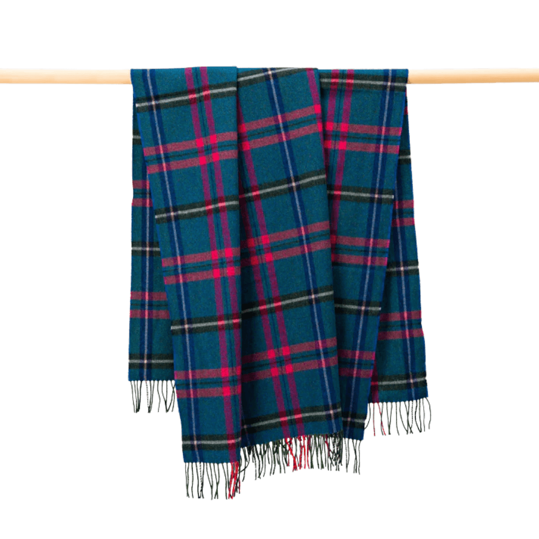 Lamswollen Blankie Blauw Roze Grijs Ruit 137x180 cm
