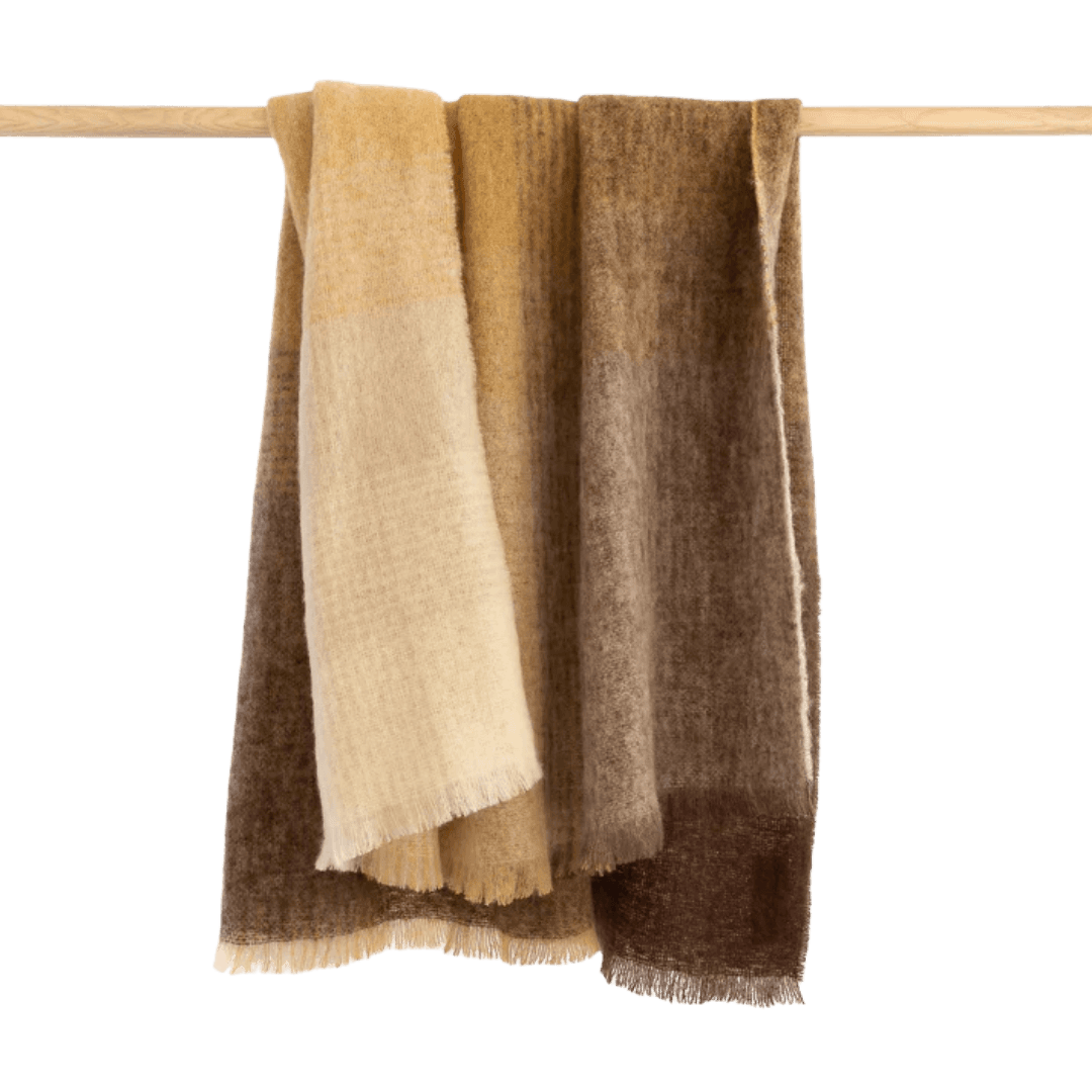 Mohair Wol Blankie Bruin Beige Mix 137x182 cm