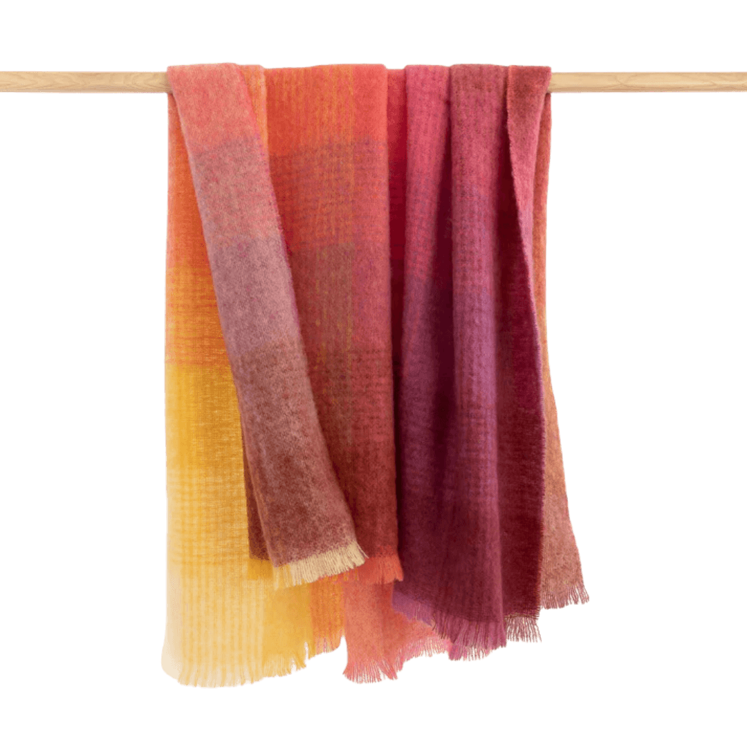 Mohair Wol Blankie Roze Geel Paars Mix 137x182 cm