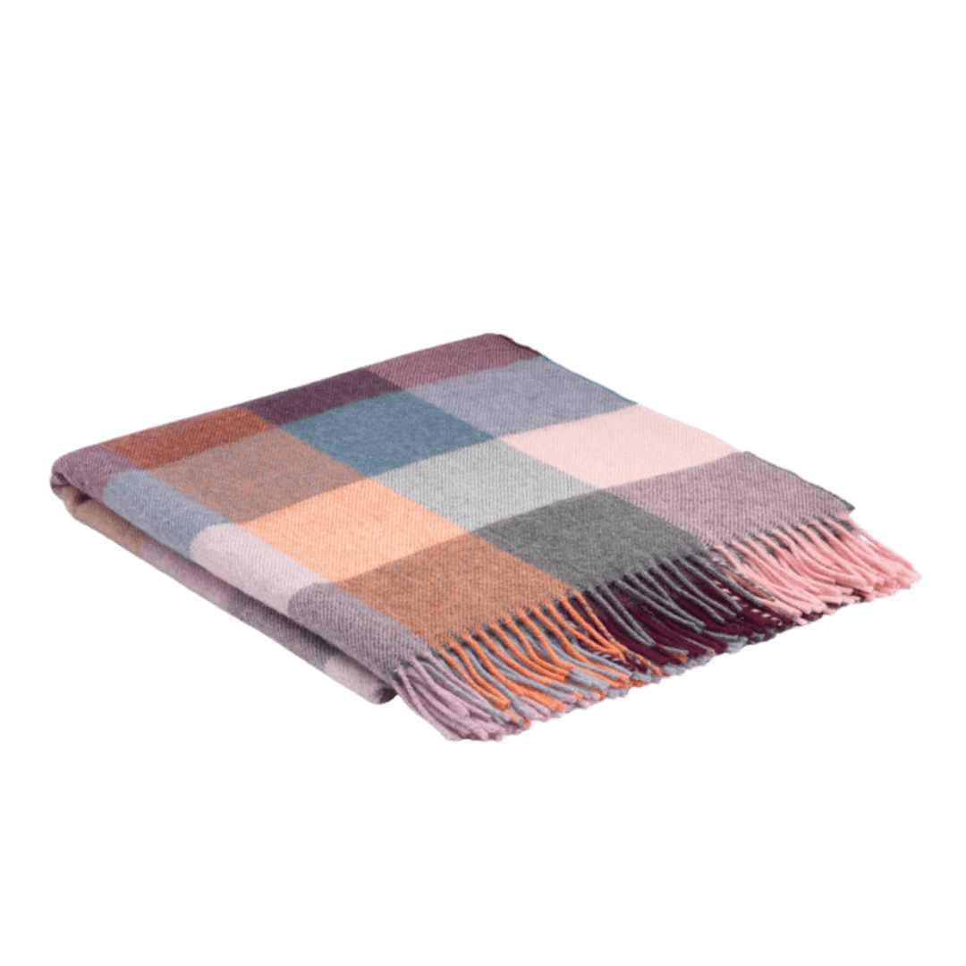 Rose Dust Check Alpaca Merino Blankie 200x145 cm