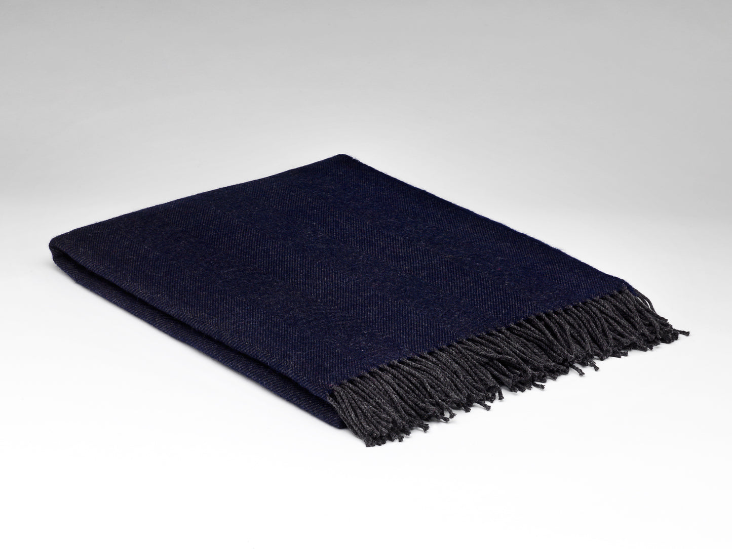 Slate Navy Herringbone Merino Blankie 200x145 cm