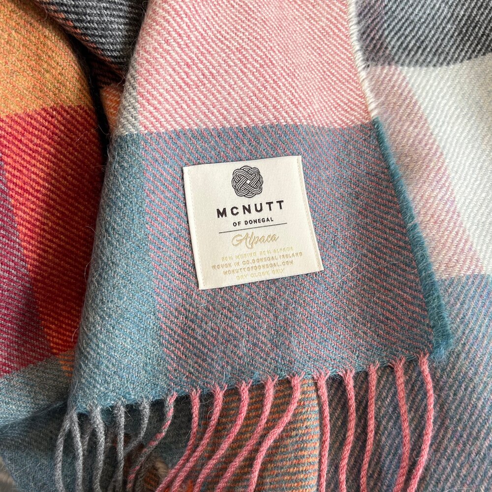 Rose Dust Check Alpaca Merino Blankie 200x145 cm