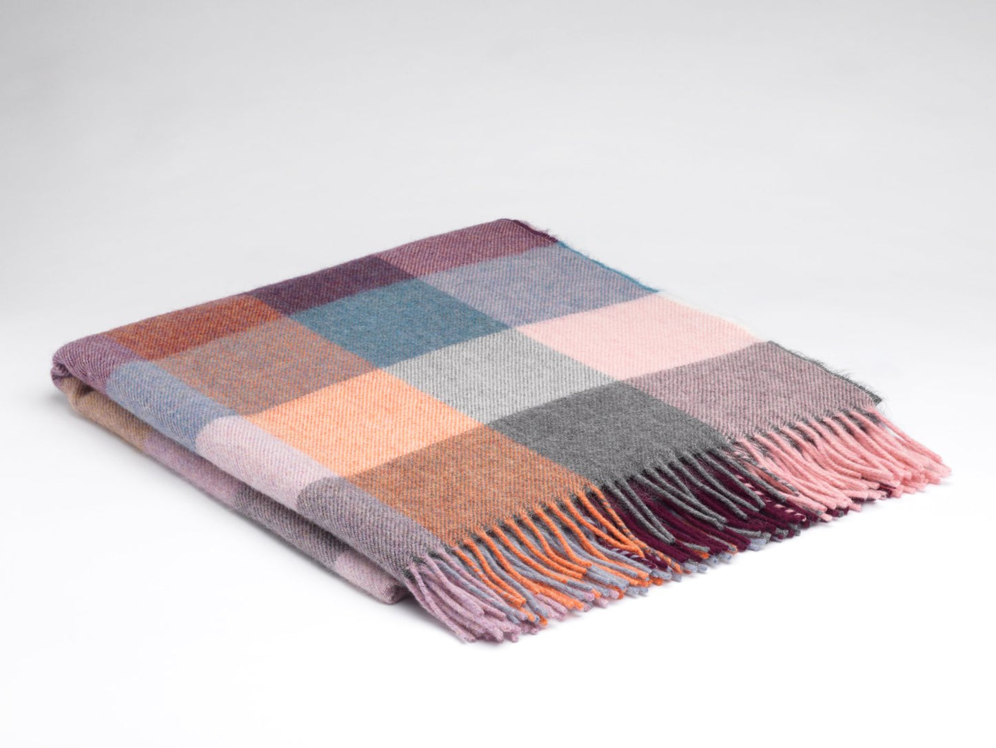 Rose Dust Check Alpaca Merino Blankie 200x145 cm