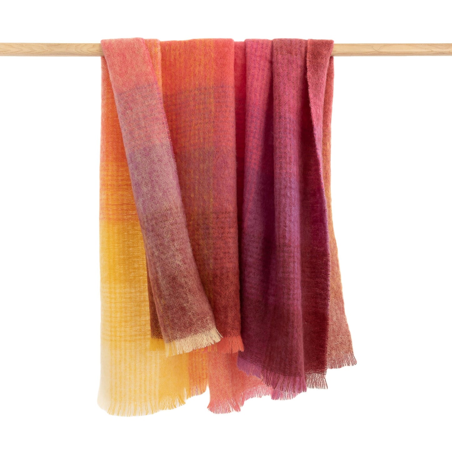 Mohair Wol Blankie Roze Geel Paars Mix 137 x 182cm