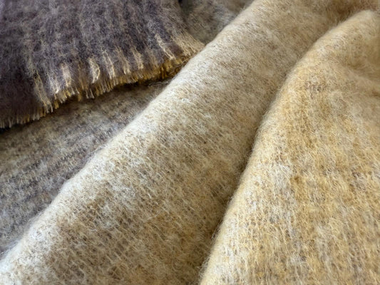 Mohair Wol Blankie Bruin Beige Mix 137 x 182cm