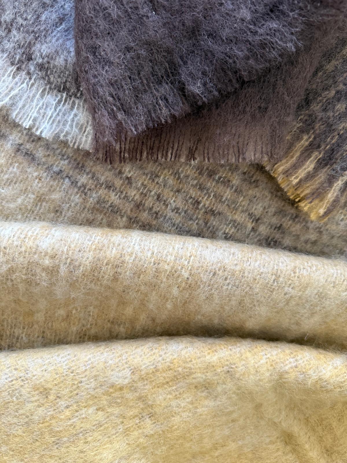Mohair Wol Blankie Bruin Beige Mix 137 x 182cm